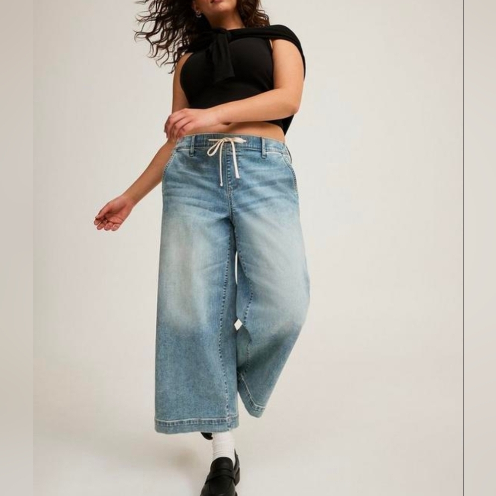 A Torrid Worn 1x Weekend Mid-Rise Ankle Wide Leg Jean